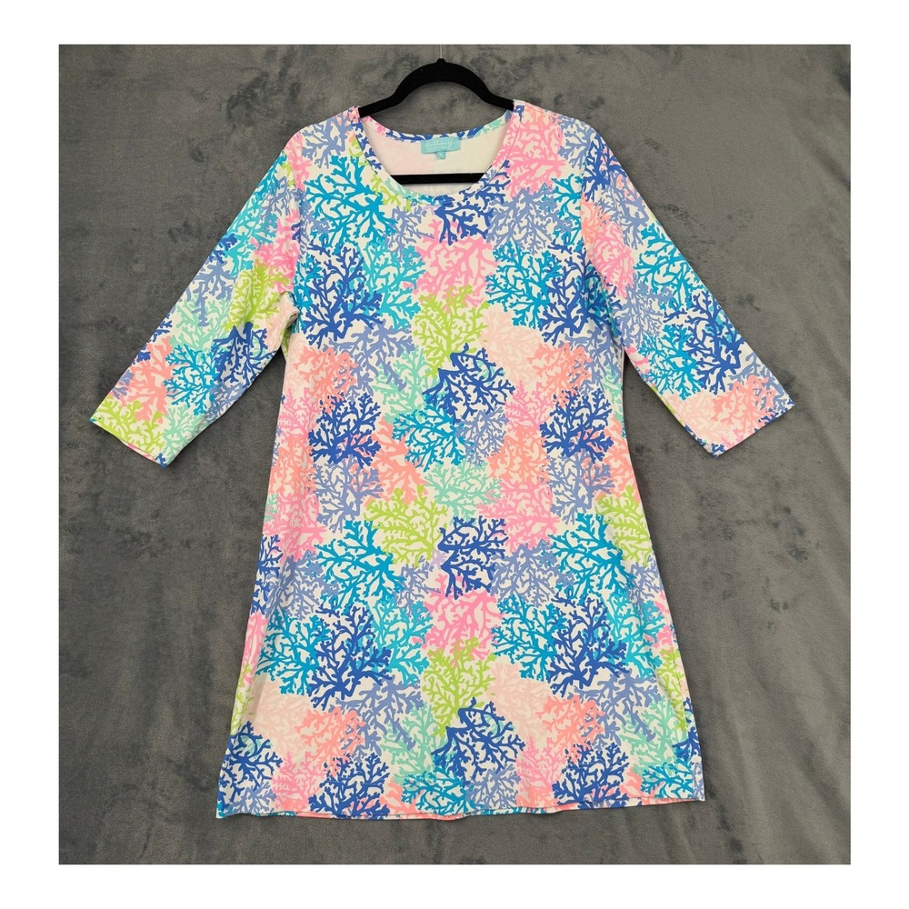 Anthonys Resortwear Dress Womens Size XL Coastal Beach Vibrant Print Resort Pink